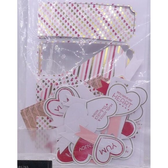 Birthday & Celebration Embellishments Set - Chipboard Metal Tags Hearts & Tags P - Picture 3 of 4